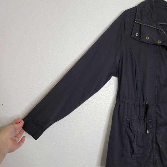 Torrid Size 0X Black Twill Utility Snap Zipper Closure Cinched Waist Jacket - Picture 5 of 10